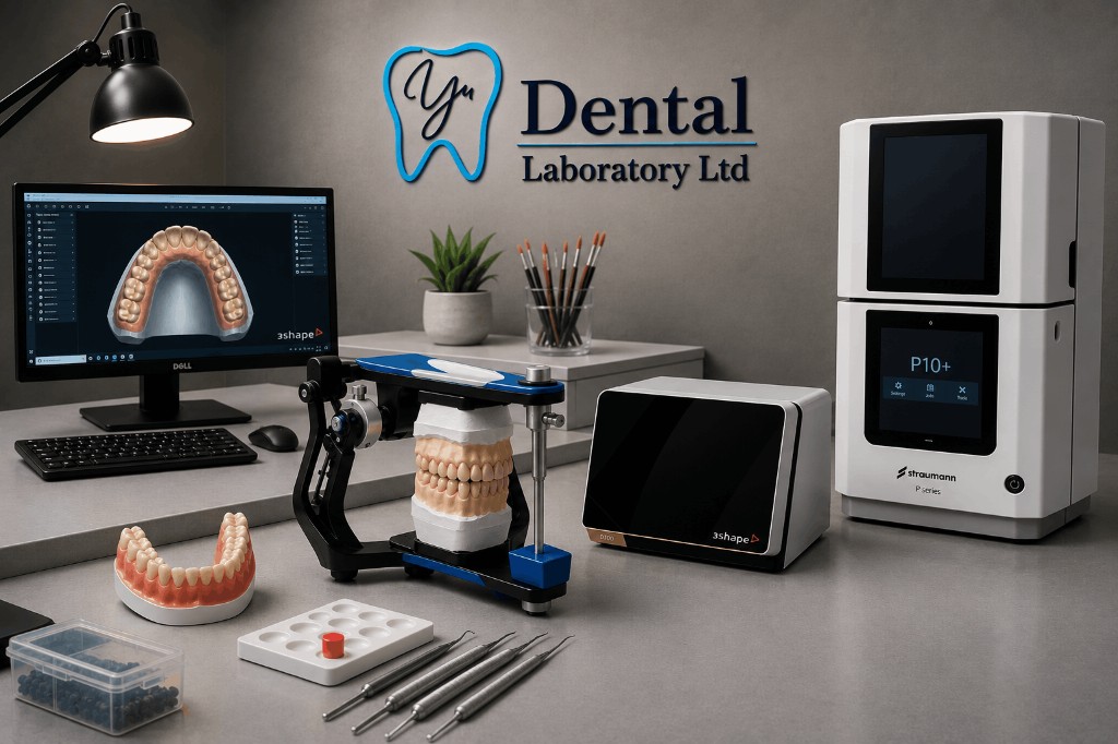 Yu Dental Laboratory workspace with 3Shape digital workflow and Straumann 3D printer