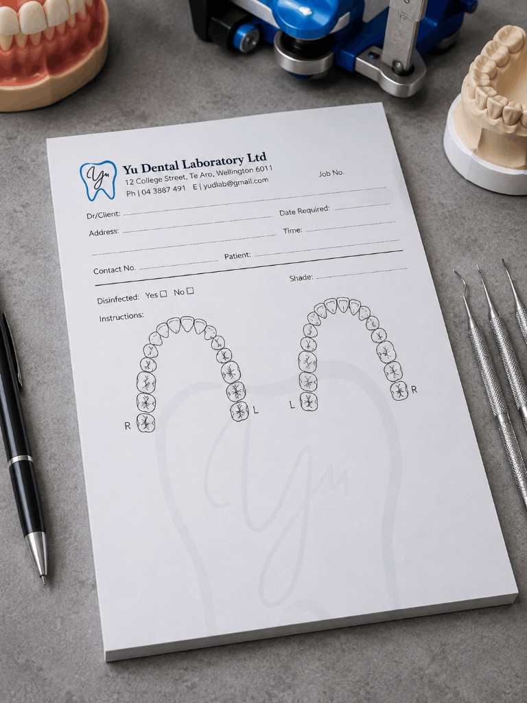 Yu Dental Laboratory lab prescription form